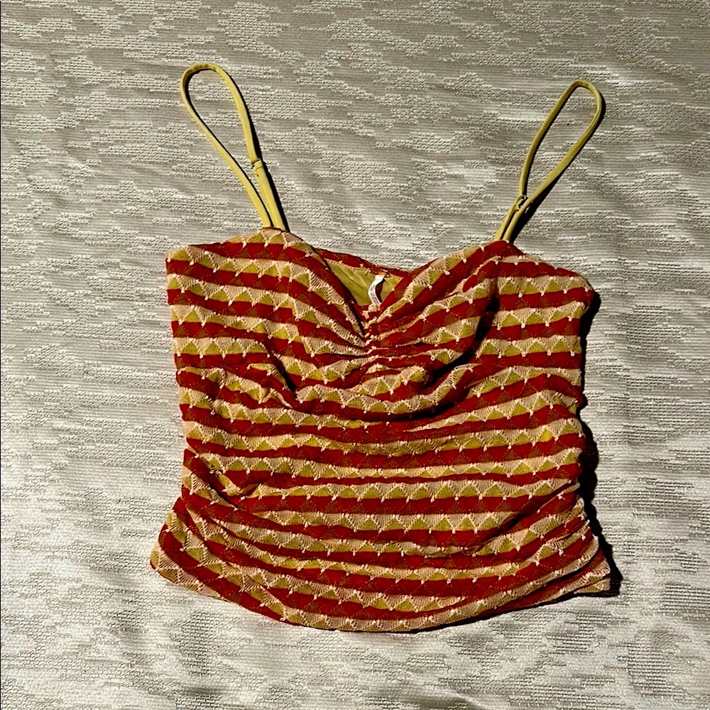 Striped Red and Cream Women's Top